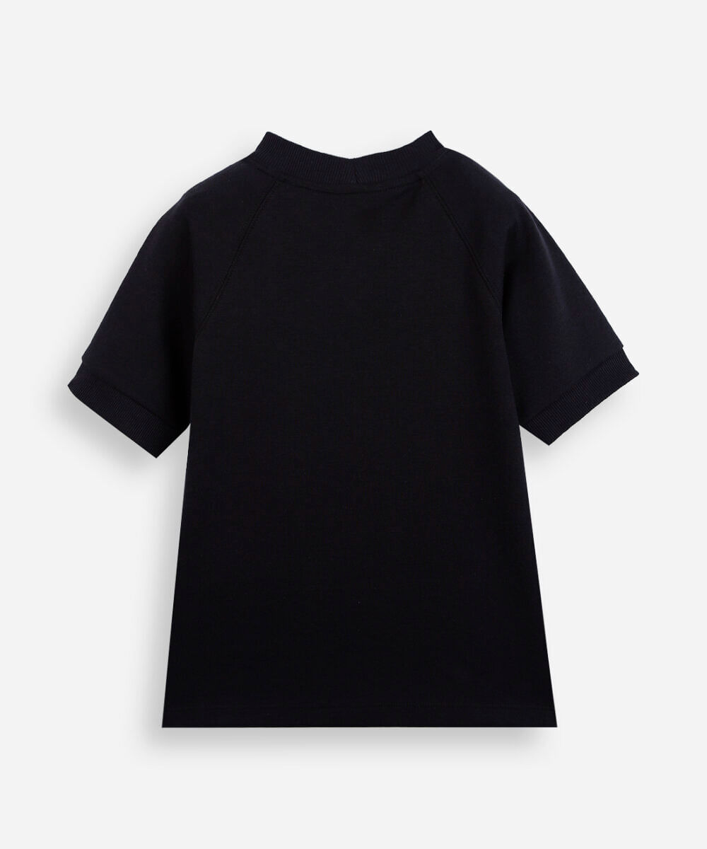 camiseta infantil slim raglan preta