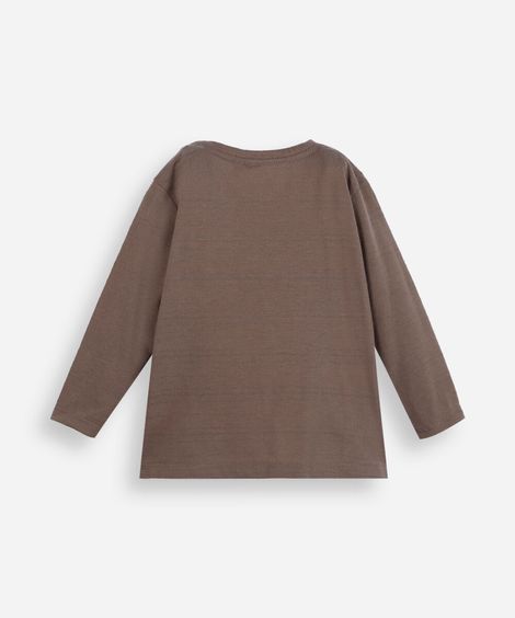 camiseta infantil com bolso manga longa bege