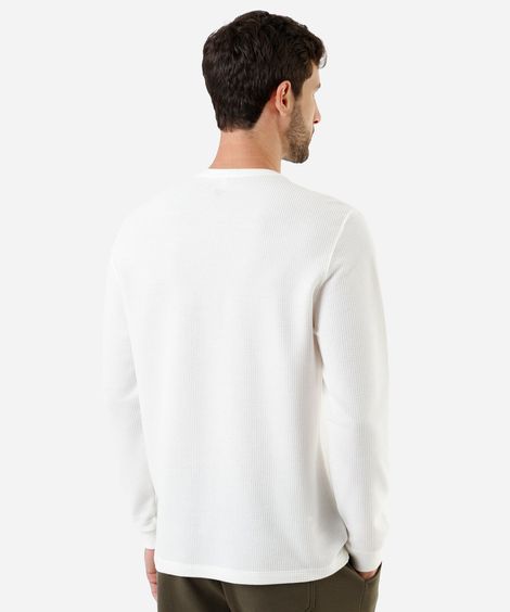 camiseta masculina manga longa texturizada off white