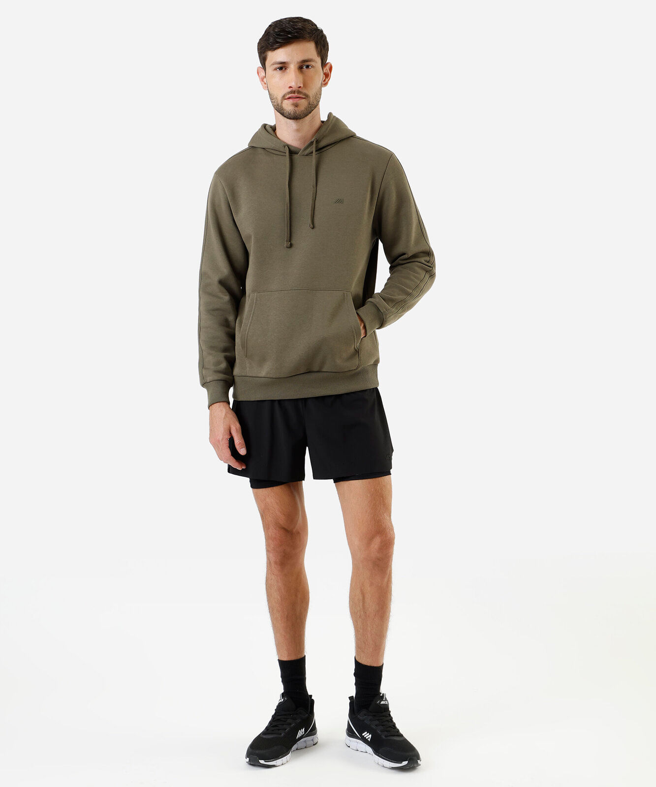 blusão masculino de moletom esportivo com capuz verde