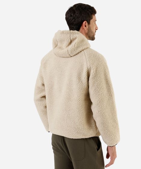 blusão masculino de sherpa com capuz bege