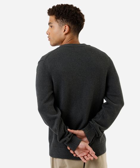 cardigan masculino de tricot  cinza