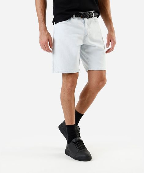 bermuda reta masculina jeans azul