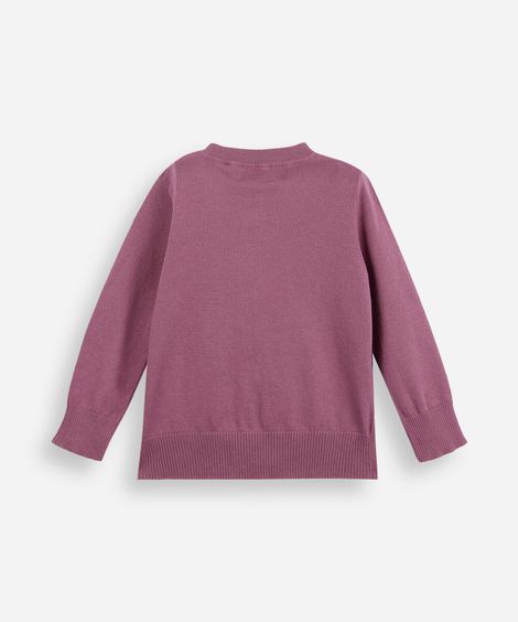 cardigan infantil de tricot com lacinhos roxo