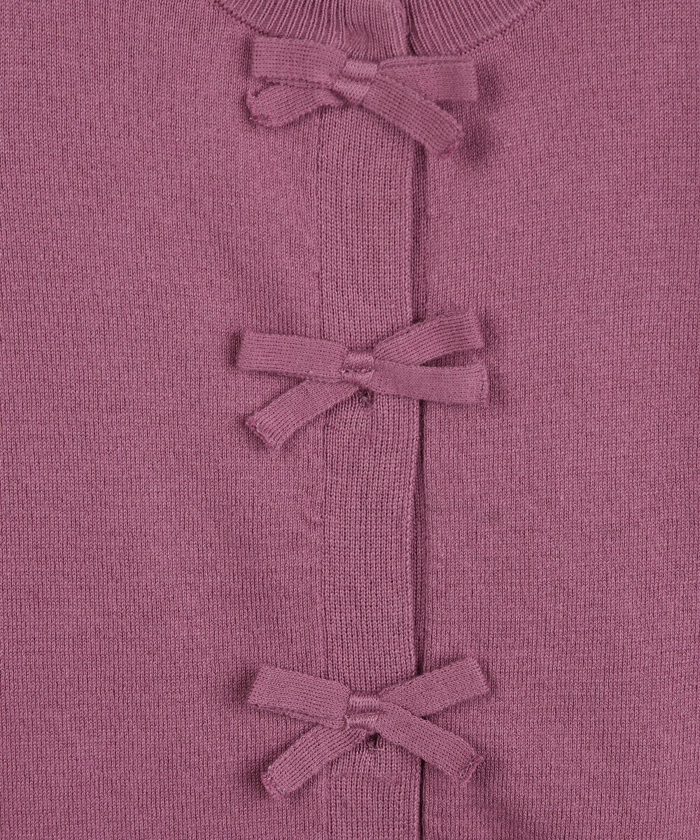 cardigan infantil de tricot com lacinhos roxo