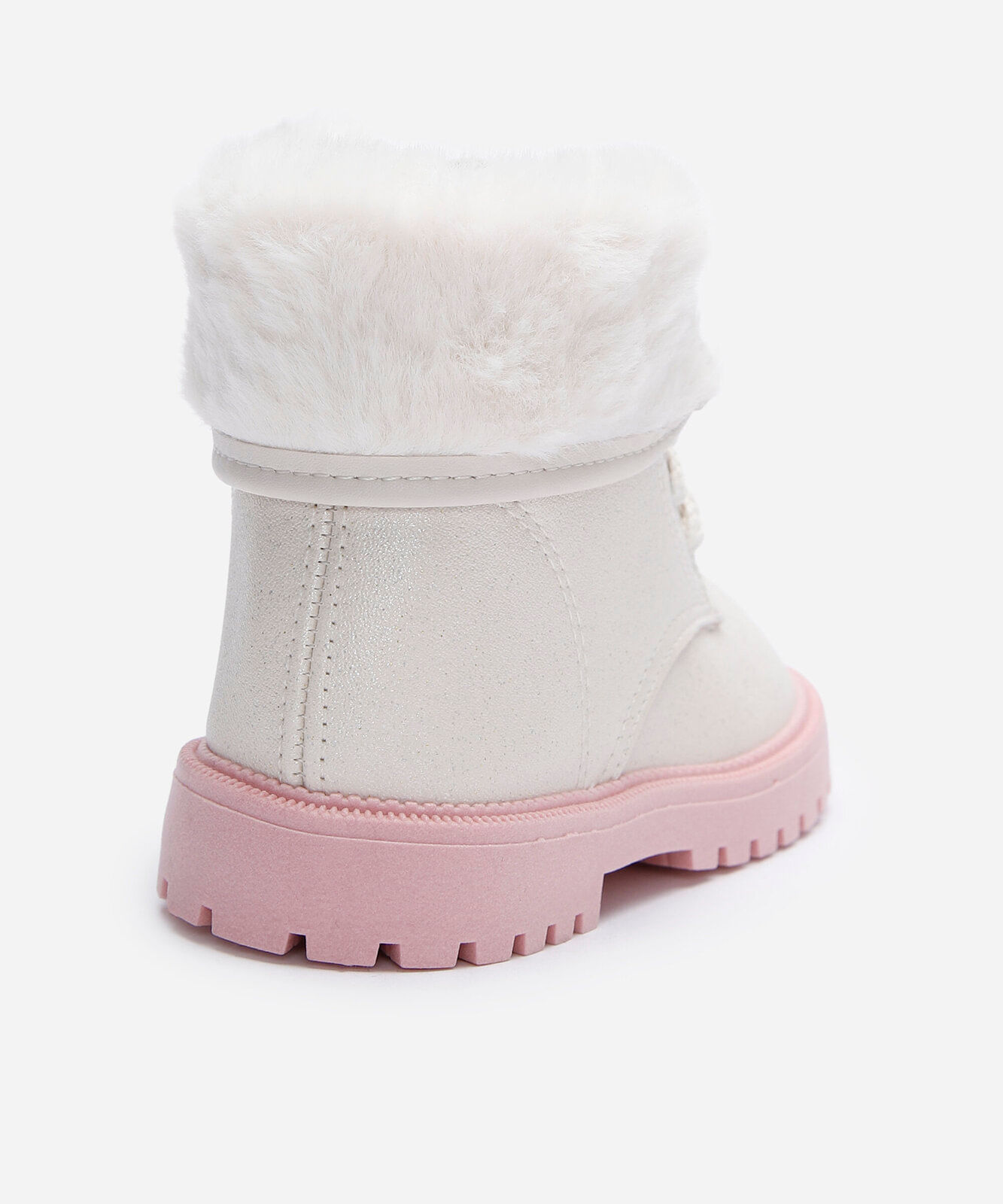 bota coturno infantil com pelúcia molekinha off white