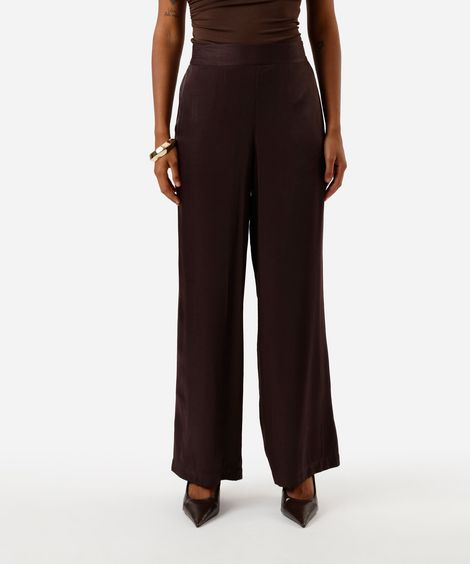 calça estilo pijama feminina com viscose marrom