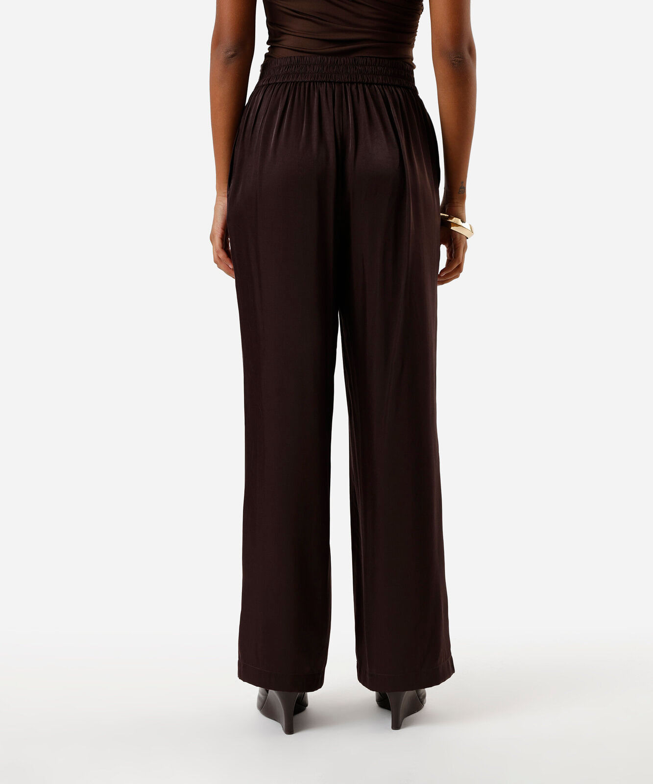 calça estilo pijama feminina com viscose marrom