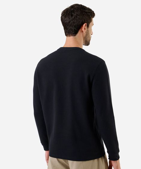 camiseta masculina manga longa texturizada preta