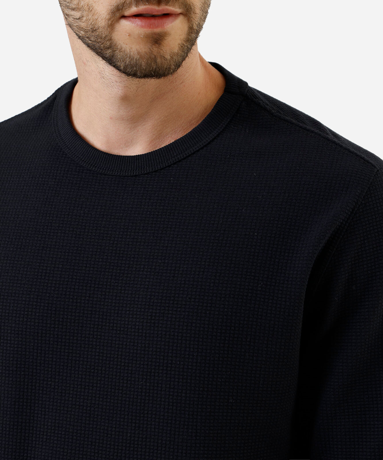 camiseta masculina manga longa texturizada preta