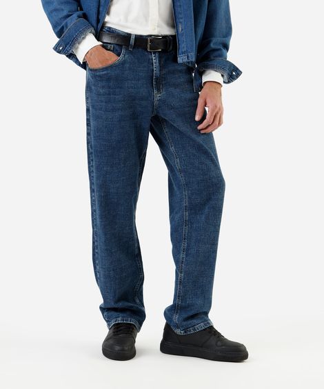 calça wide leg masculina jeans azul