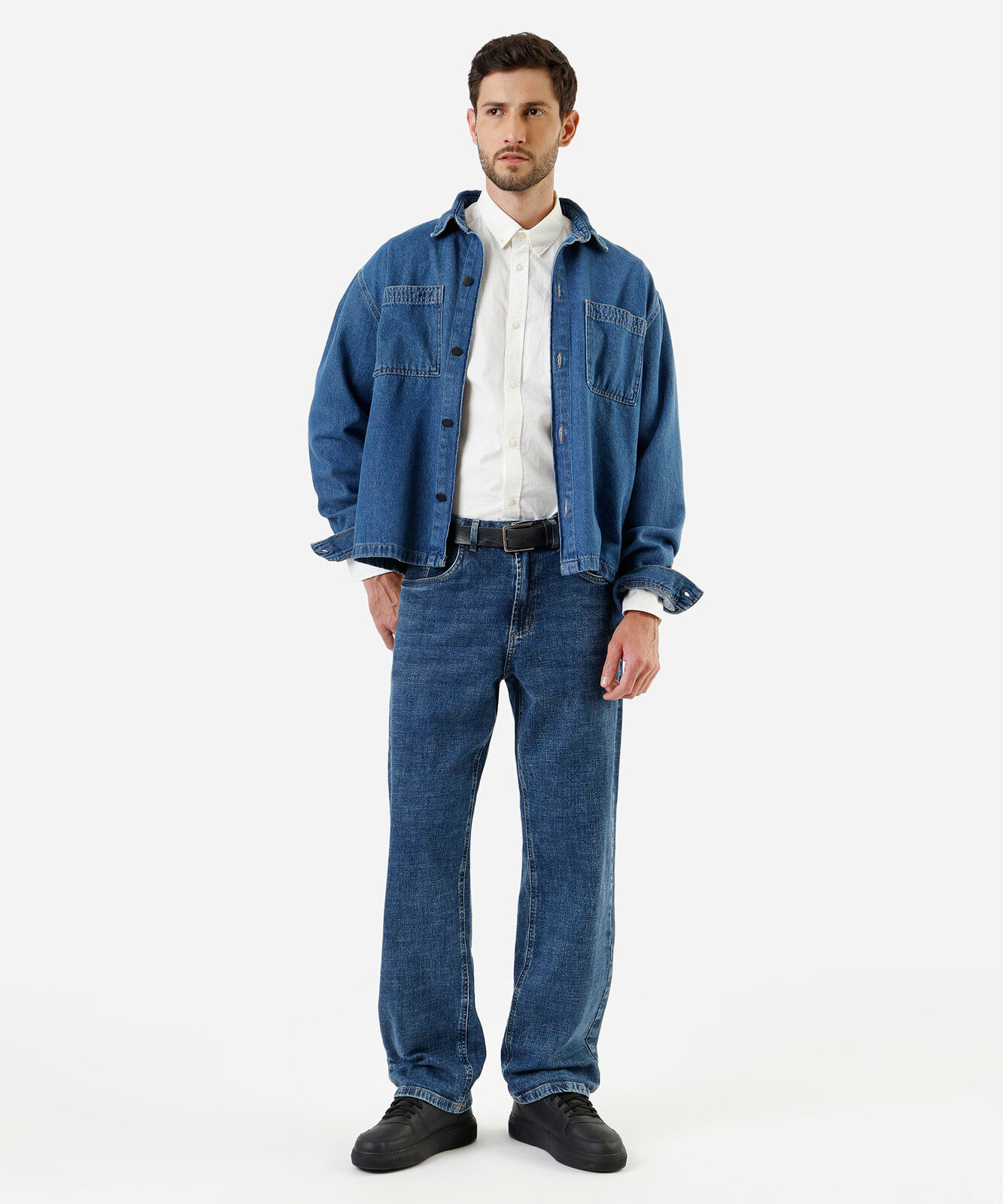 calça wide leg masculina jeans azul