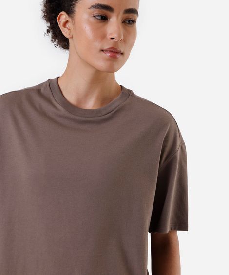 camiseta feminina esportiva ace manga curta marrom