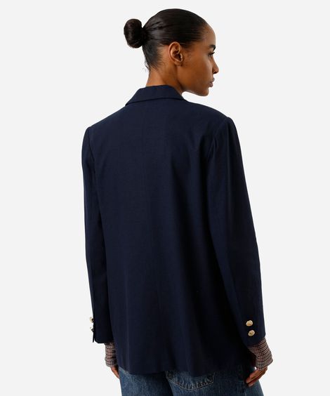 blazer de alfaiataria feminino com linho azul