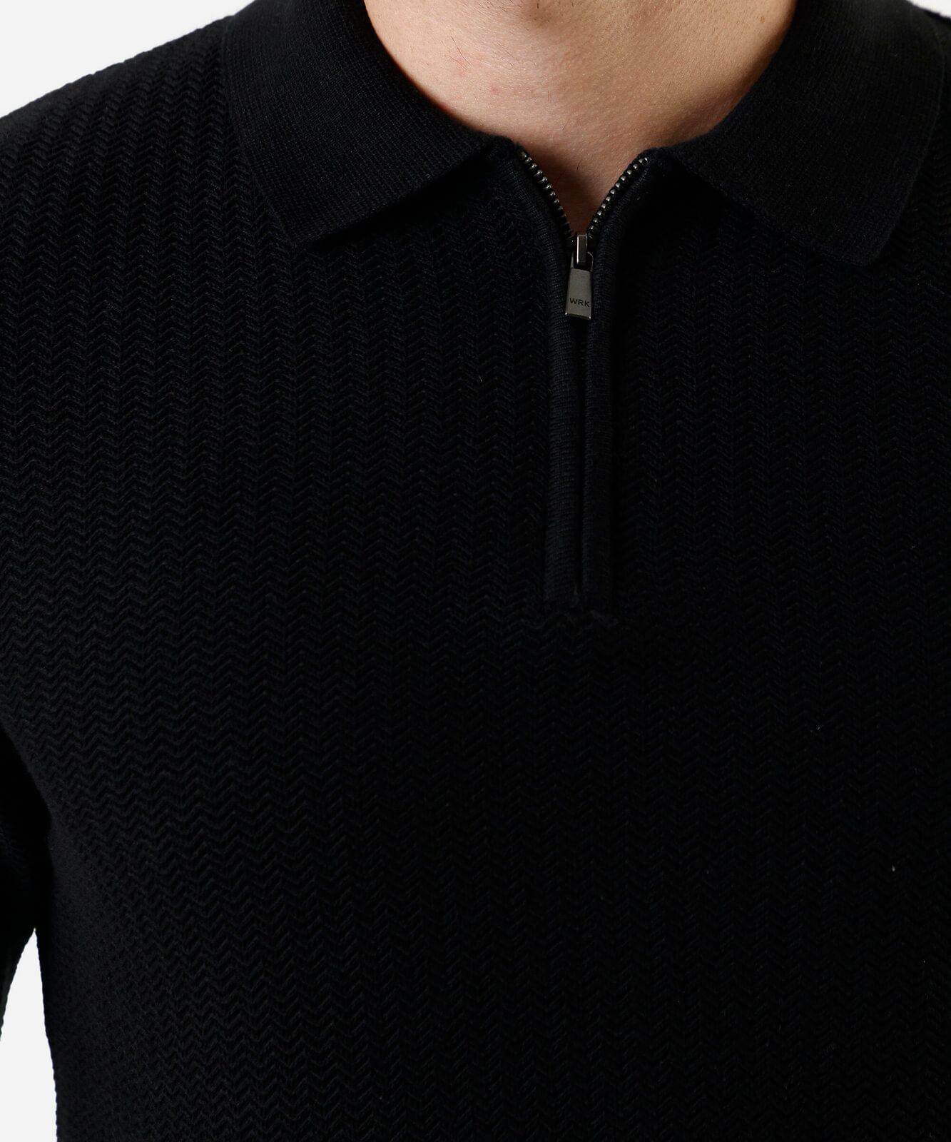 polo masculina de tricot manga longa com zíper preto