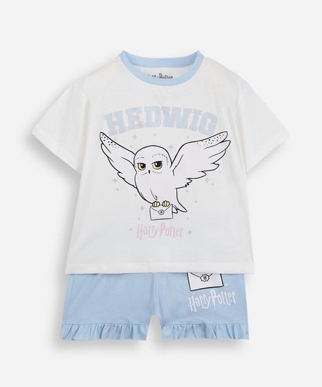 pijama curto infantil de algodão harry potter off white