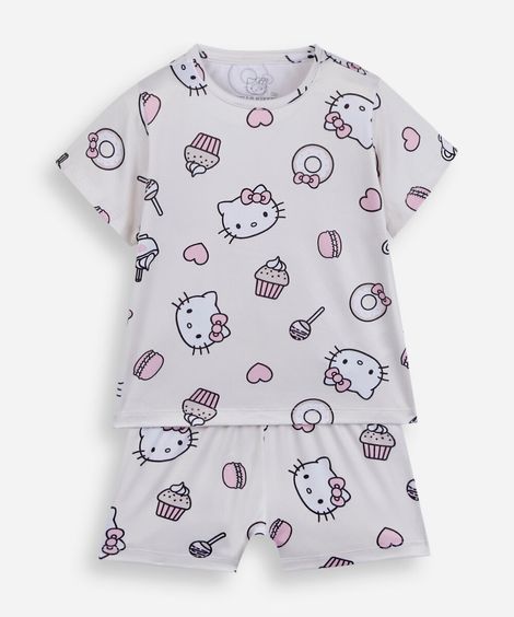 pijama curto infantil hello kitty off white