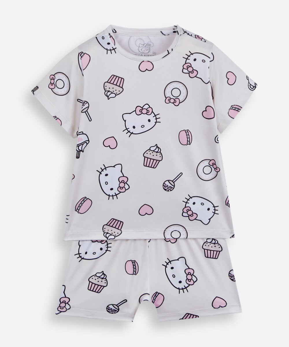 pijama curto infantil hello kitty off white