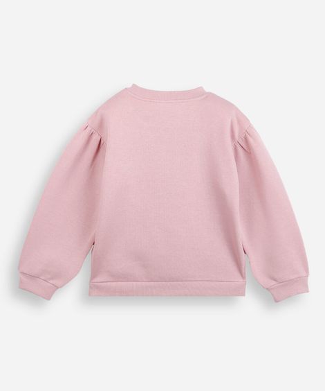 blusão infantil de moletom com laço rosa