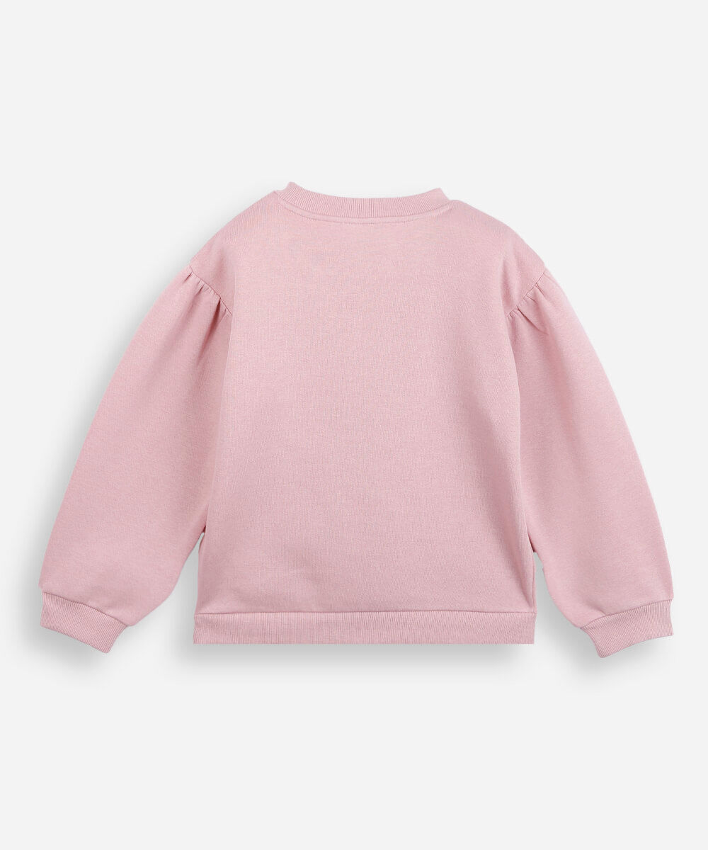 blusão infantil de moletom com laço rosa