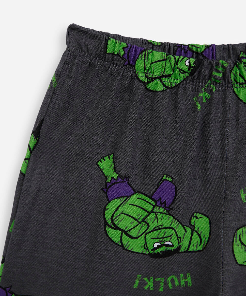 pijama curto infantil de algodão hulk cinza