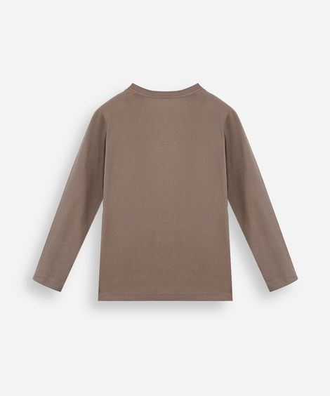 camiseta infantil manga longa capivara - bege escuro