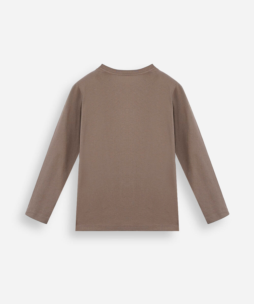 camiseta infantil manga longa capivara - bege escuro