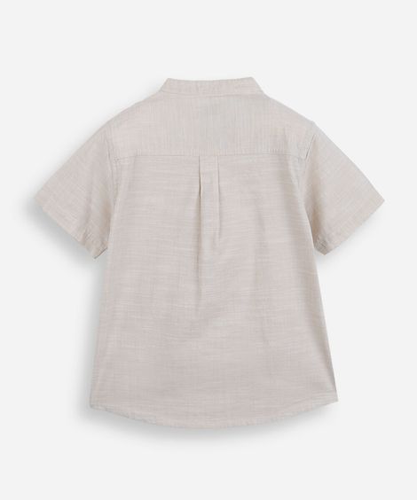 camisa infantil de algodão gola padre bege