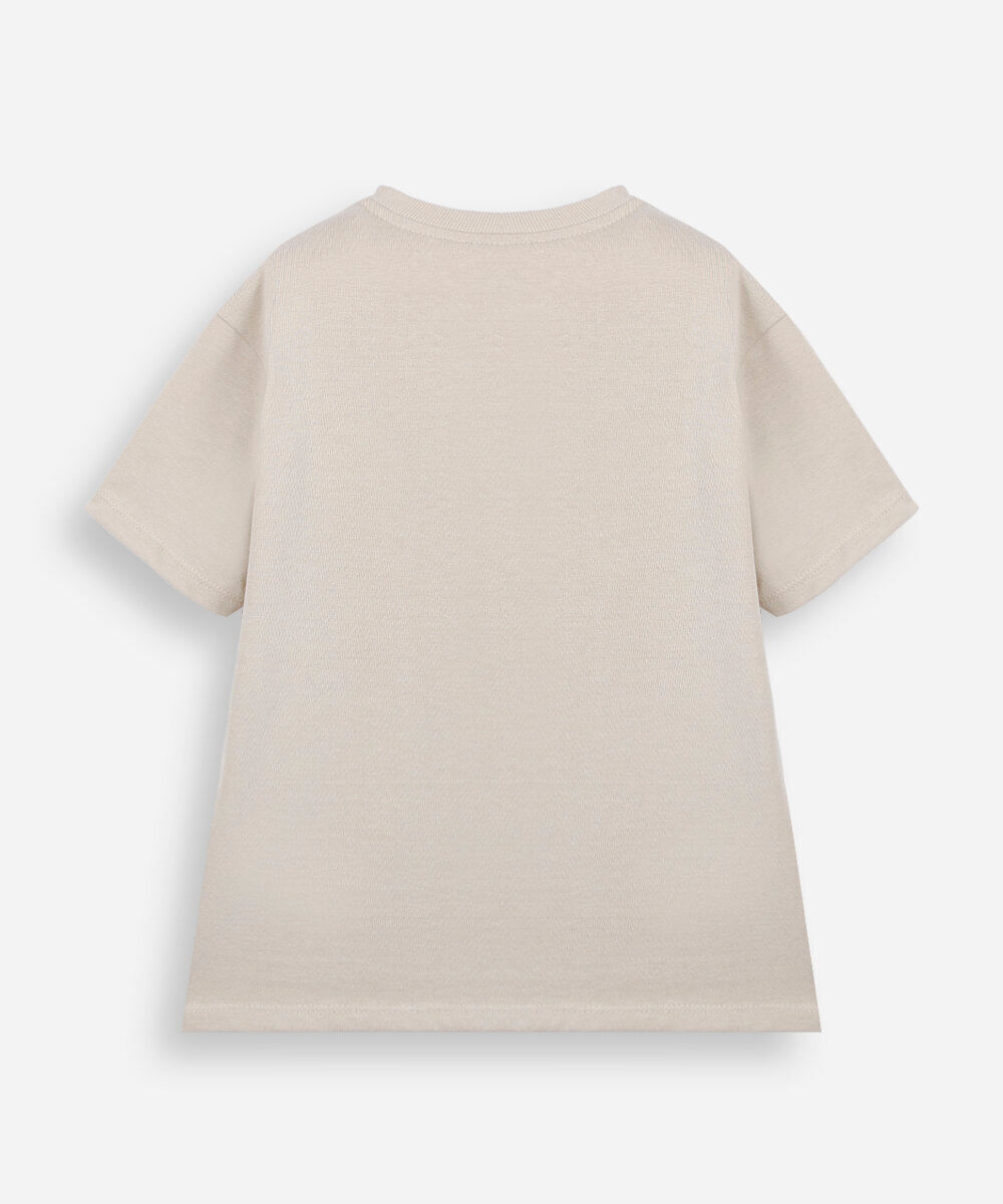 camiseta infantil de algodão manga curta boston bege