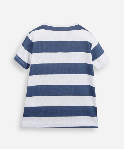 blusa infantil gola padre listrada azul