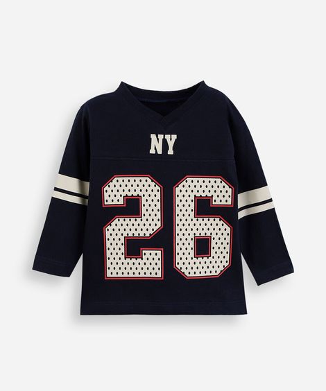 blusa infantil manga longa futebol americano azul