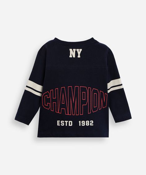 blusa infantil manga longa futebol americano azul