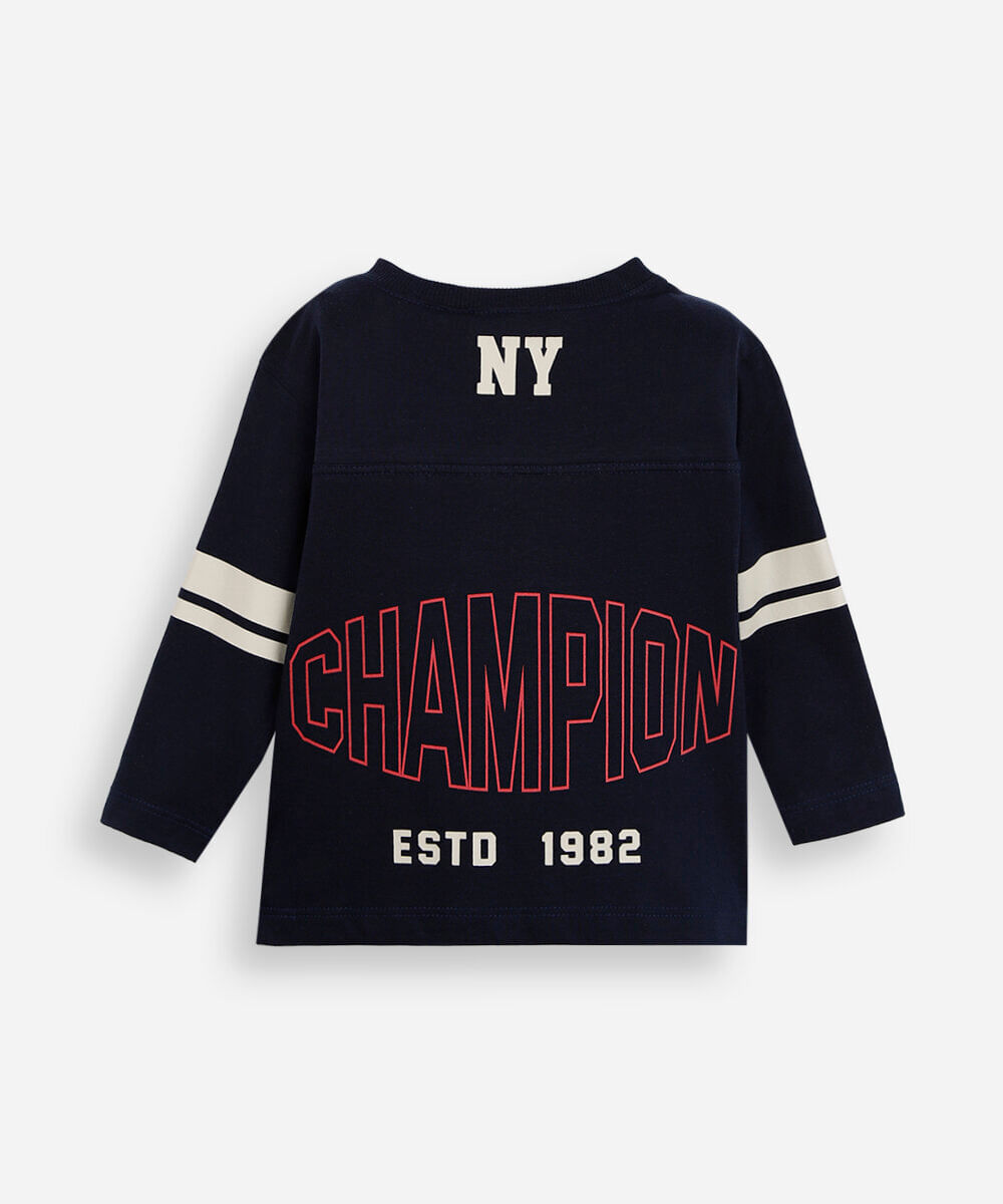 blusa infantil manga longa futebol americano azul