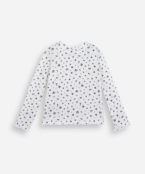 blusa infantil manga longa floral off white