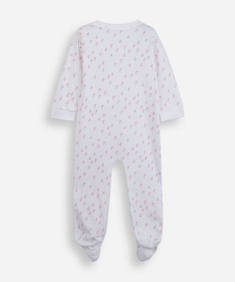 macacão infantil com pé florzinhas off white