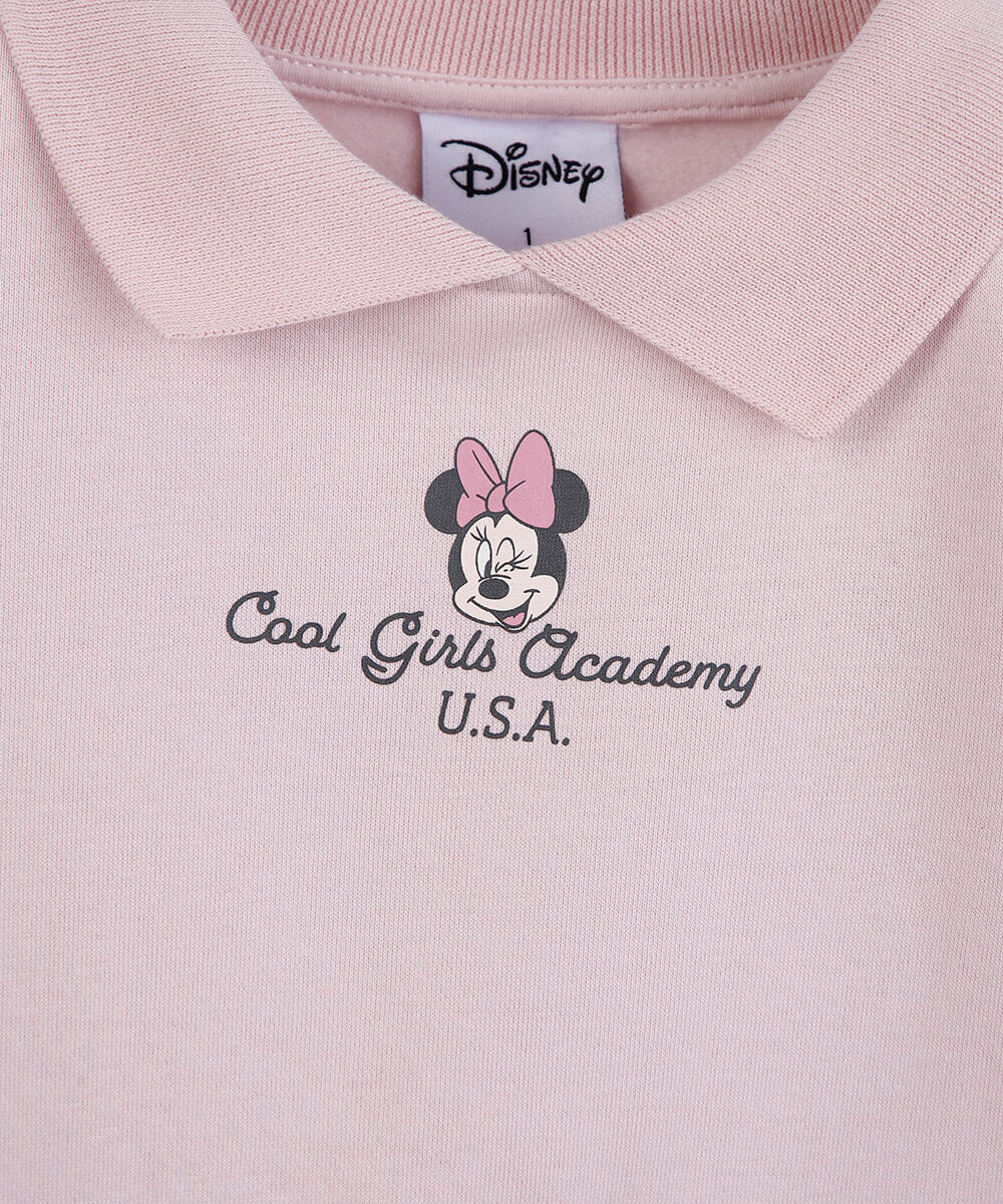 vestido infantil de moletom polo e saia plissada minnie rosa