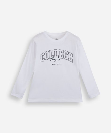 camiseta feminina manga longa college league off white