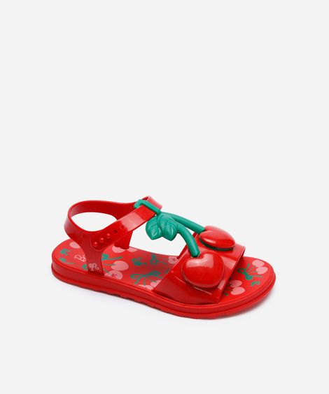 sandália infantil grendene barbie cereja vermelha