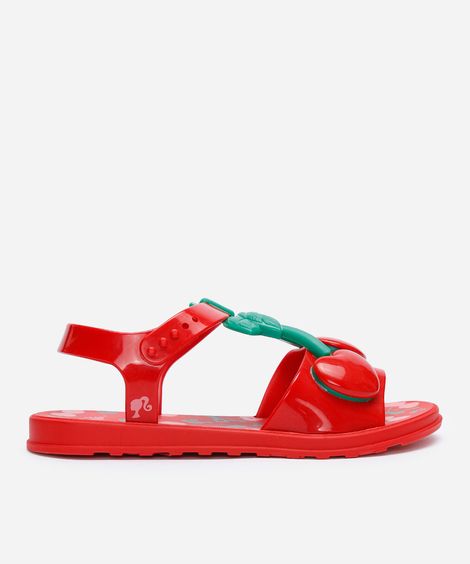 sandália infantil grendene barbie cereja vermelha
