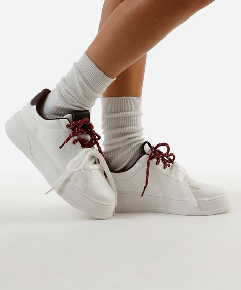 tênis plataforma cadarço duplo oneself marrom