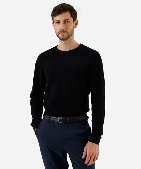 suéter de tricot texturizado - preto