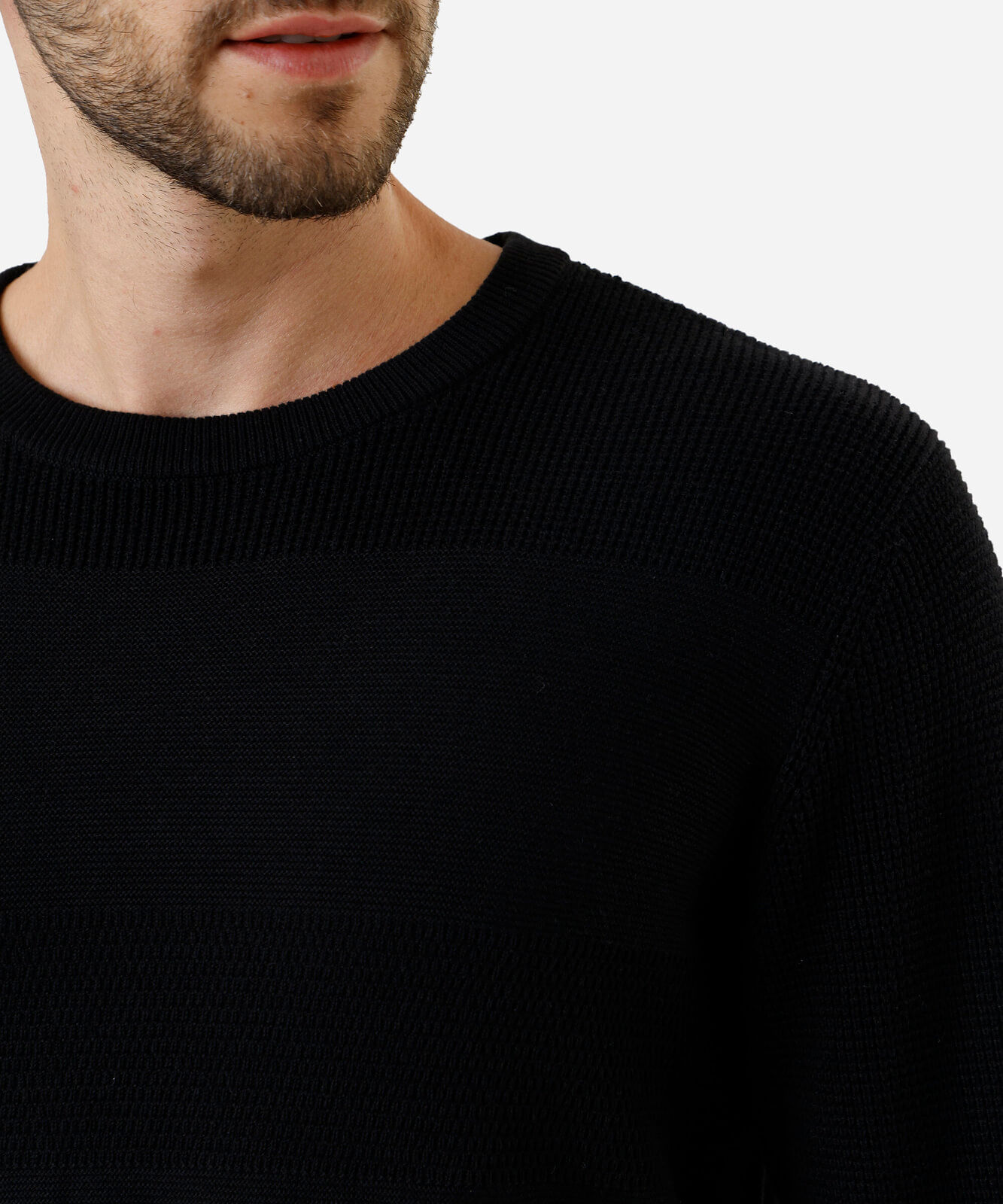 suéter de tricot texturizado - preto