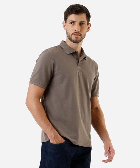 polo masculina manga curta texturizada marrom