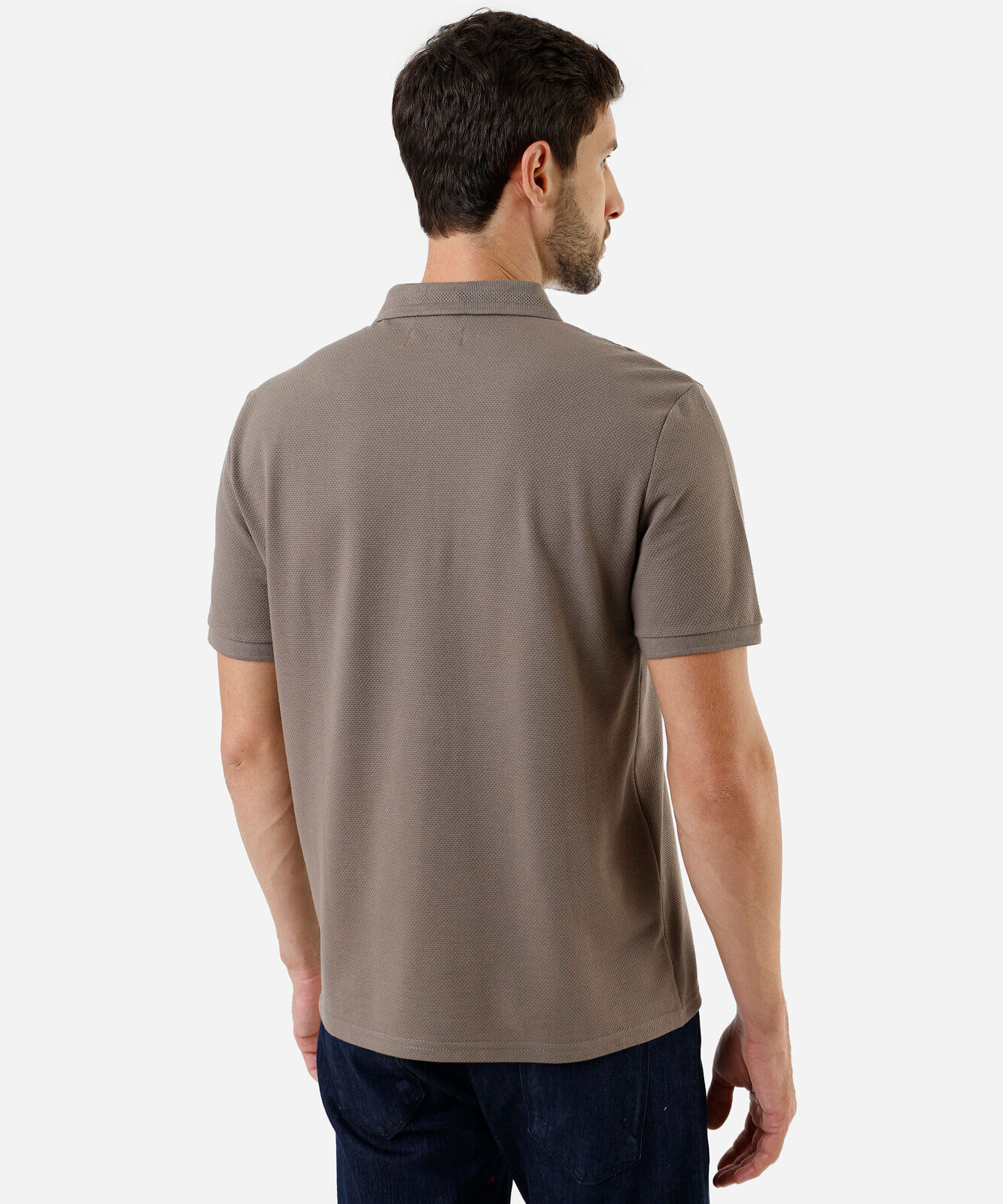 polo masculina manga curta texturizada marrom