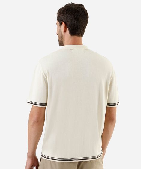 camisa masculina de tricot manga curta bege