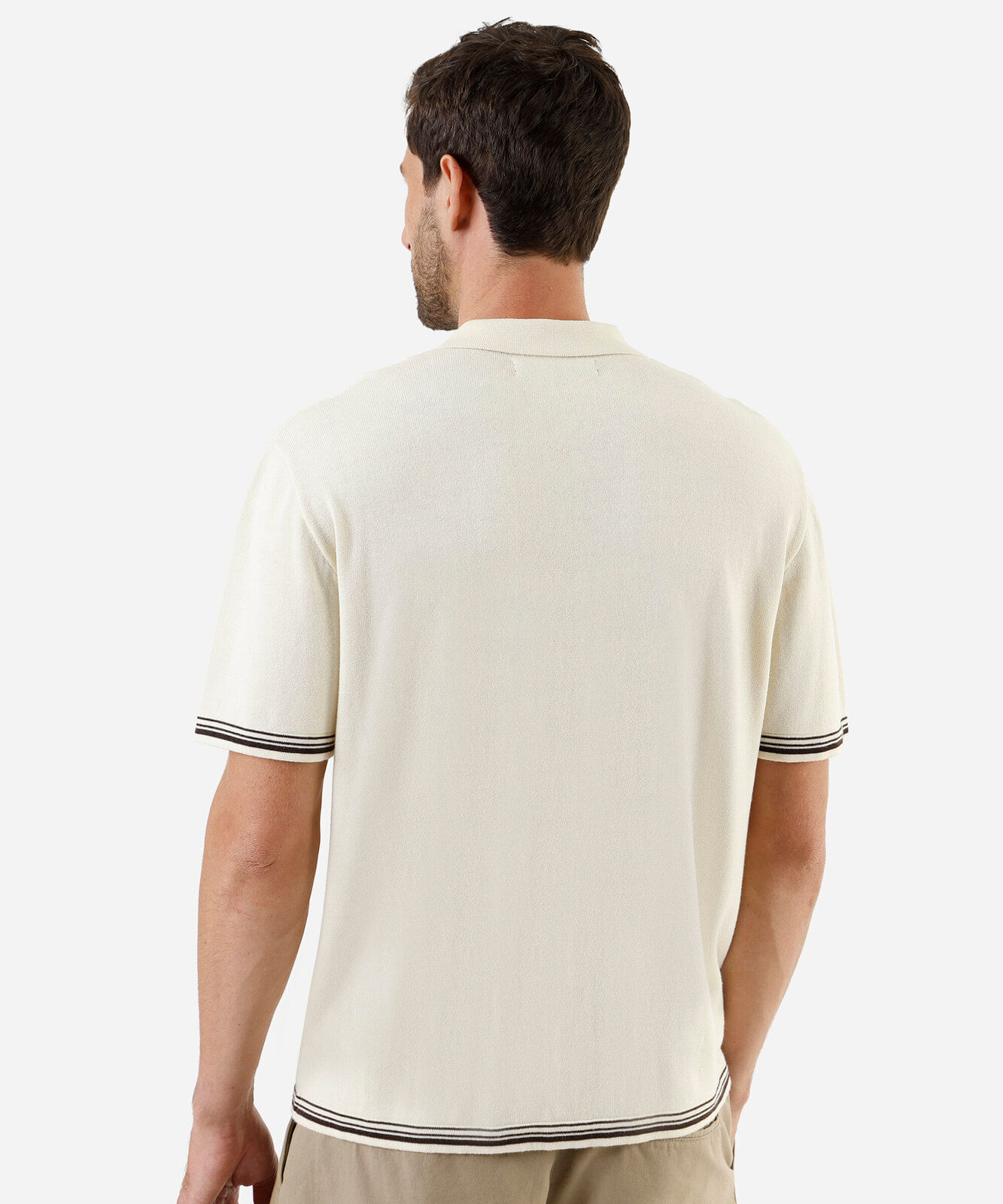 camisa masculina de tricot manga curta bege