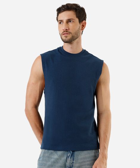 regata machão masculina texturizada azul