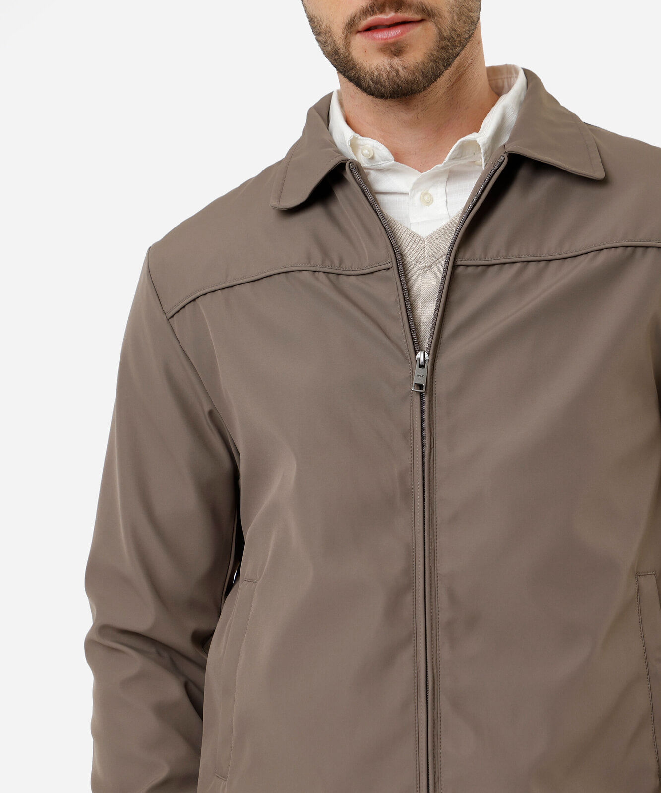 jaqueta masculina de nylon leve marrom