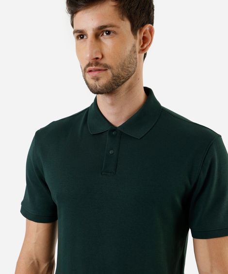 polo masculina de algodão peruano manga curta verde