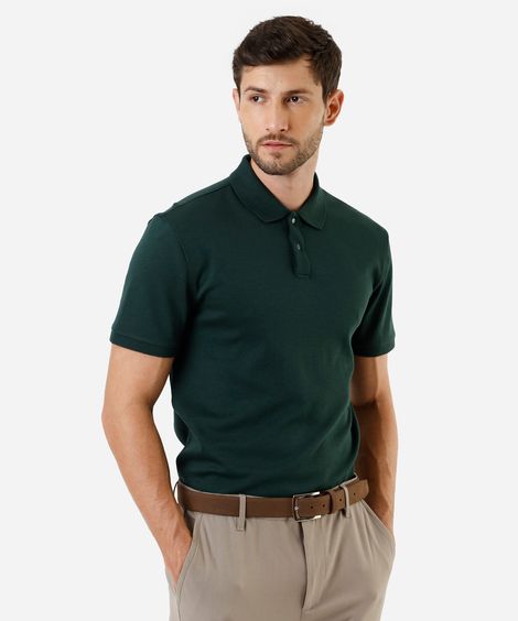 polo masculina de algodão peruano manga curta verde